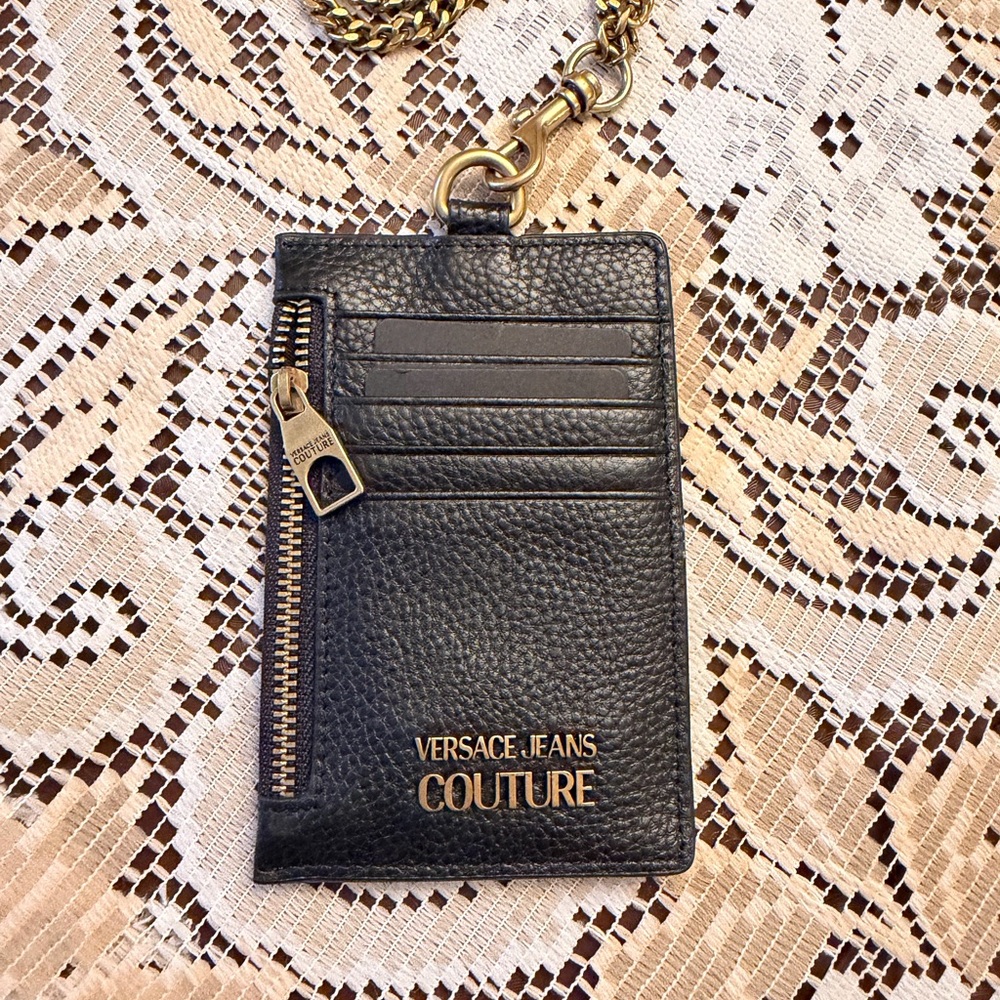 Versace Jeans Collection Black and Gold Card Holder